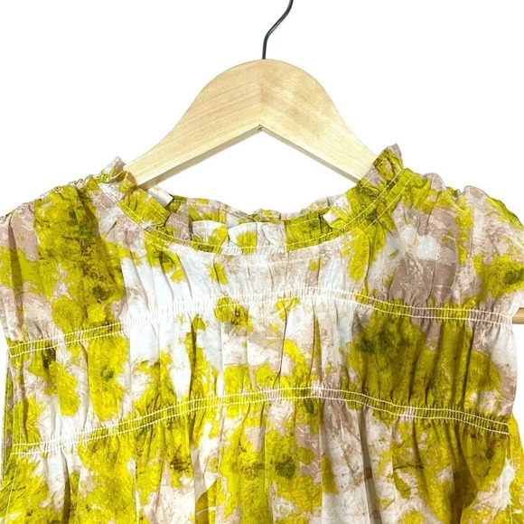 Joie Summer Porcelain Smocked Neck Sleeveless Blouse in Yellow/White Size M - Picture 12 of 15